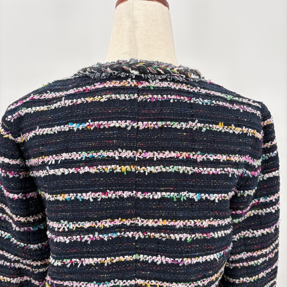 J. Crew Tweed Lady Jacket Blazer with Ties Cropped Navy Blue Pink 4 New with Tag - Picture 5 of 12